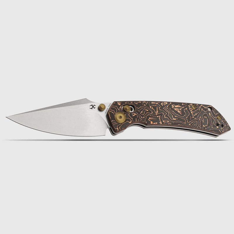 KANSEPT Fenrir Crossbar Lock Knife Copper Carbon Fiber Handle (3.48'' CPM S35VN Blade) Greg Schob Design - K1034V3