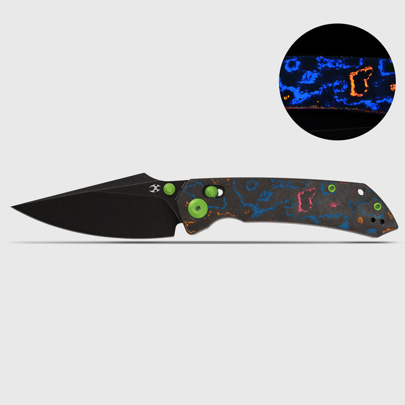 KANSEPT Fenrir Crossbar Lock Knife 80S Camo Carbon Fiber Handle (3.48'' CPM S35VN Blade) Greg Schob Design - K1034V4
