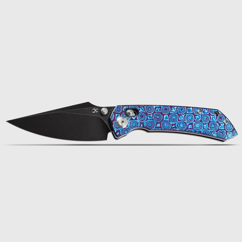 KANSEPT Fenrir Crossbar Lock Knife Timascus Handle (3.48'' CPM S35VN Blade) Greg Schob Design - K1034V6