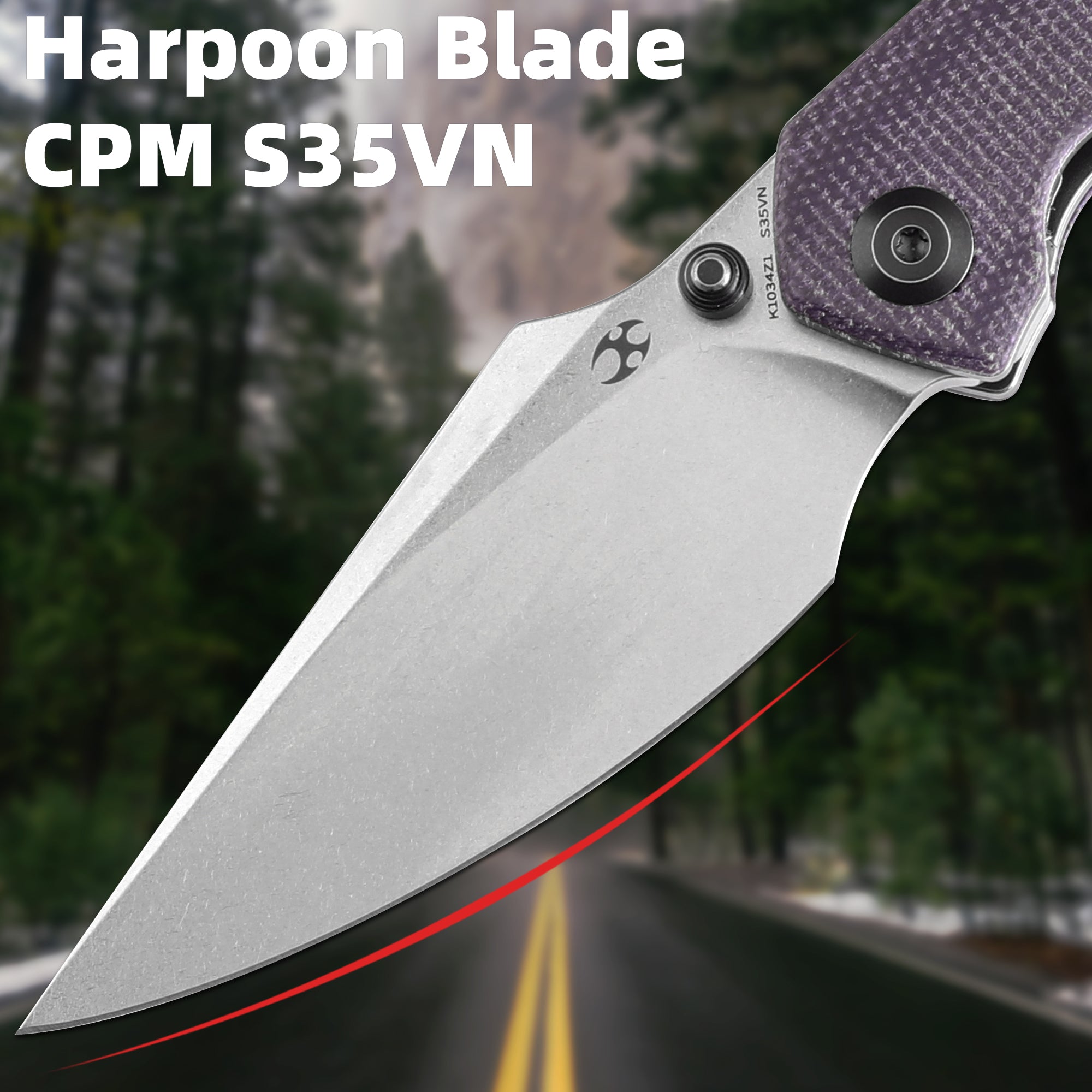 KANSEPT Fenrir Front Flipper/Thumb Stud Knife Blackwash Titanium