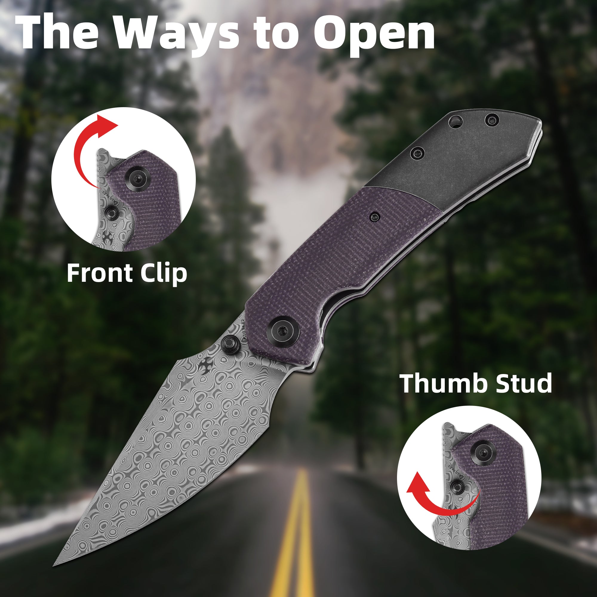 KANSEPT Fenrir Front Flipper/Thumb Stud Knife Blackwash Titanium