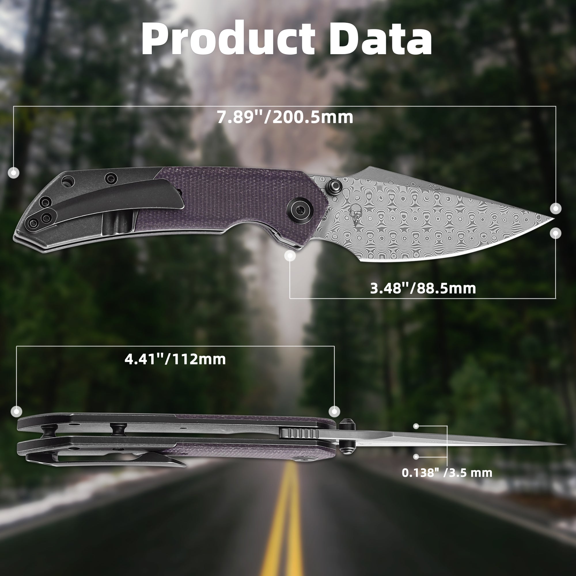 KANSEPT Fenrir Front Flipper/Thumb Stud Knife Blackwash Titanium