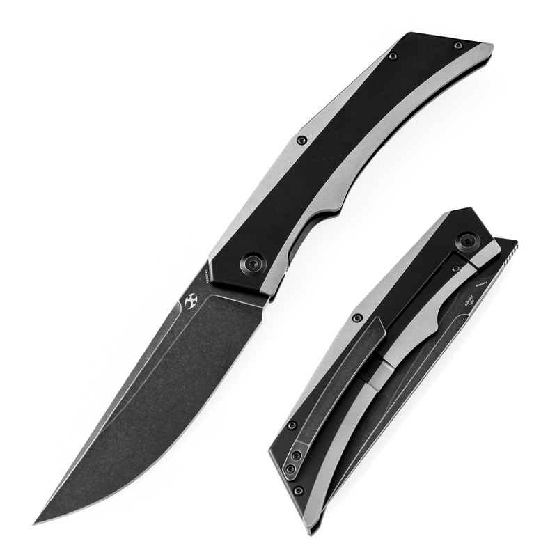 Kansept Knife Naska K1035A1 Black Stonewashed CPM-S35VN Blade Black Anodized and Plain Titanium Handle with APK Designs