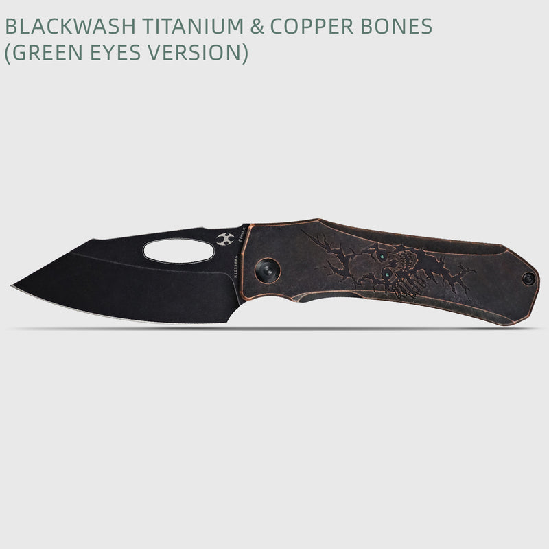 Loki | Frame Lock | 2.99" Blackwash Elmax Blade | Blackwash Titanium & Copper Bones | Steven Dunnuck Designed | K1058B8