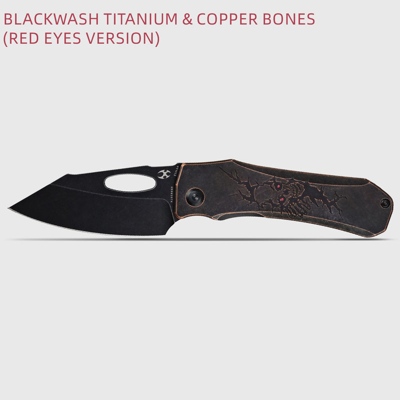 Loki | Frame Lock | 2.99" Blackwash Elmax Blade | Blackwash Titanium & Copper Bones | Steven Dunnuck Designed | K1058B8