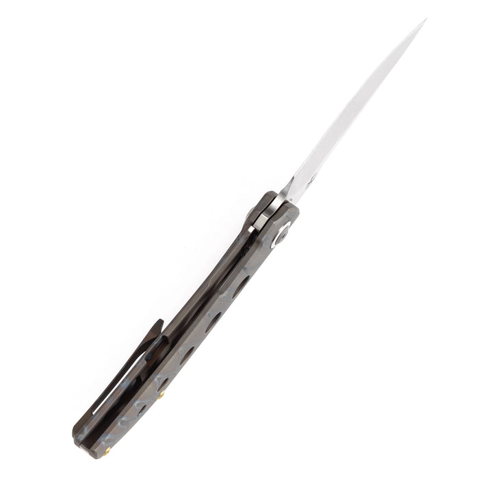 Estimated Released in August Tarkin Frame lock Knife Tiger Stripe Flamed Titanium Handle (3.36'' 20CV Blade) Matthew Christensen Design - K1078A4