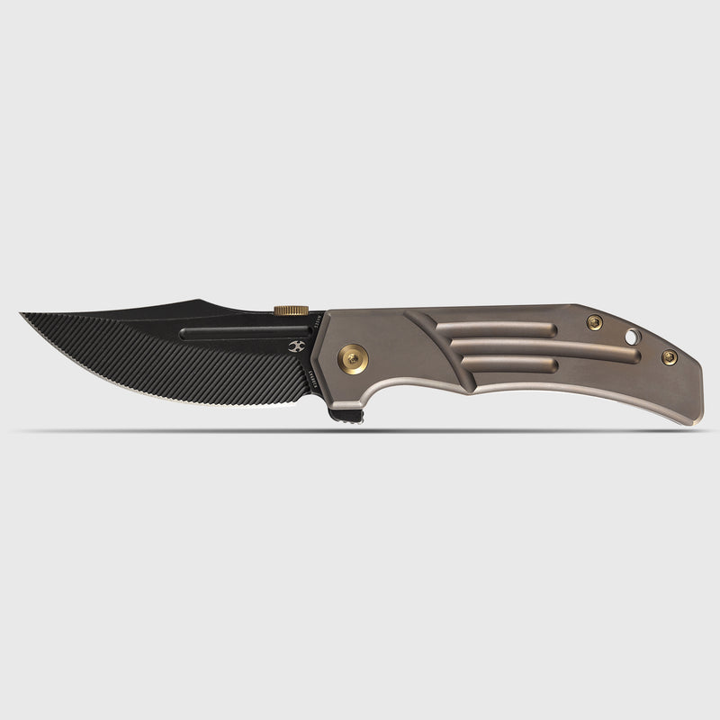 KANSEPT Orion Limited Version Flipper Bronze Anodized Titanium Handle (3.07" Blackwash CPM S35VN with CNC Milling Blade) JB Stout Design-K1089A5