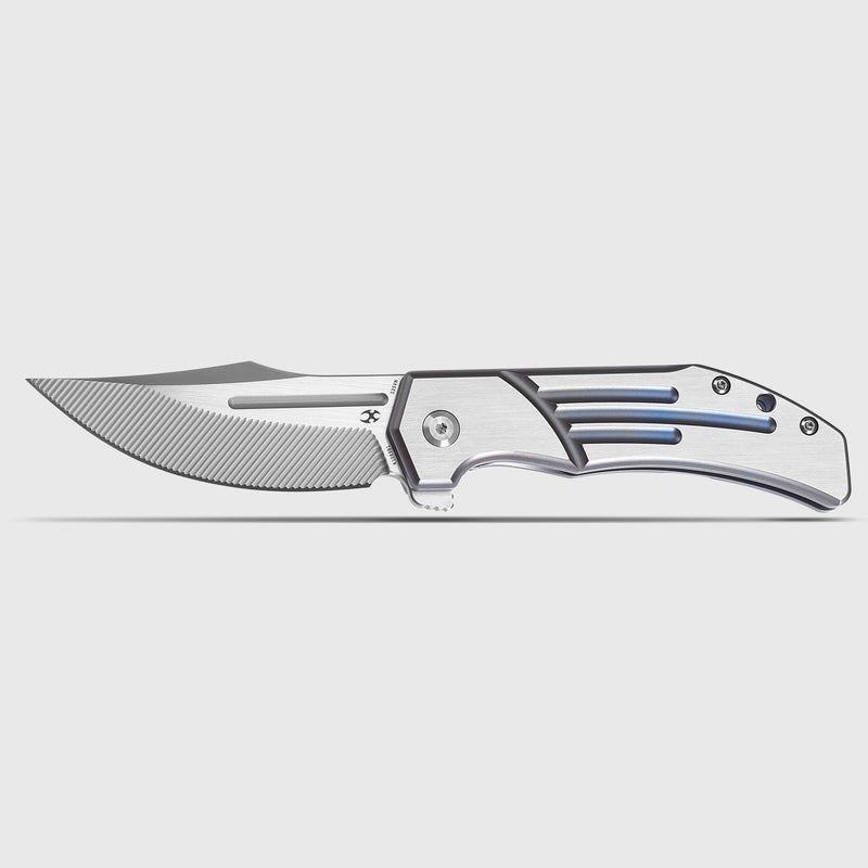 KANSEPT Orion Limited Version Flipper Blue Anodized and Machine Satin Titanium Handle (3.07''CPM S35VN with CNC Milling Blade) JB Stout Design -K1089B1