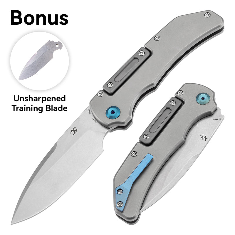 KANSEPT | Hazard | Bali Lock | Stonewashed Titanium Handle | 3.63" CPM S35VN | Steven Dunnuck Designed | K1104H1P