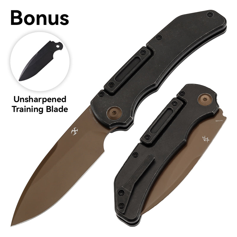 KANSEPT | Hazard | Bali Lock | Black Stonewashed Titanium Handle | 3.63" Rose Gold Coated CPM S35VN | Steven Dunnuck Designed | K1104H2P