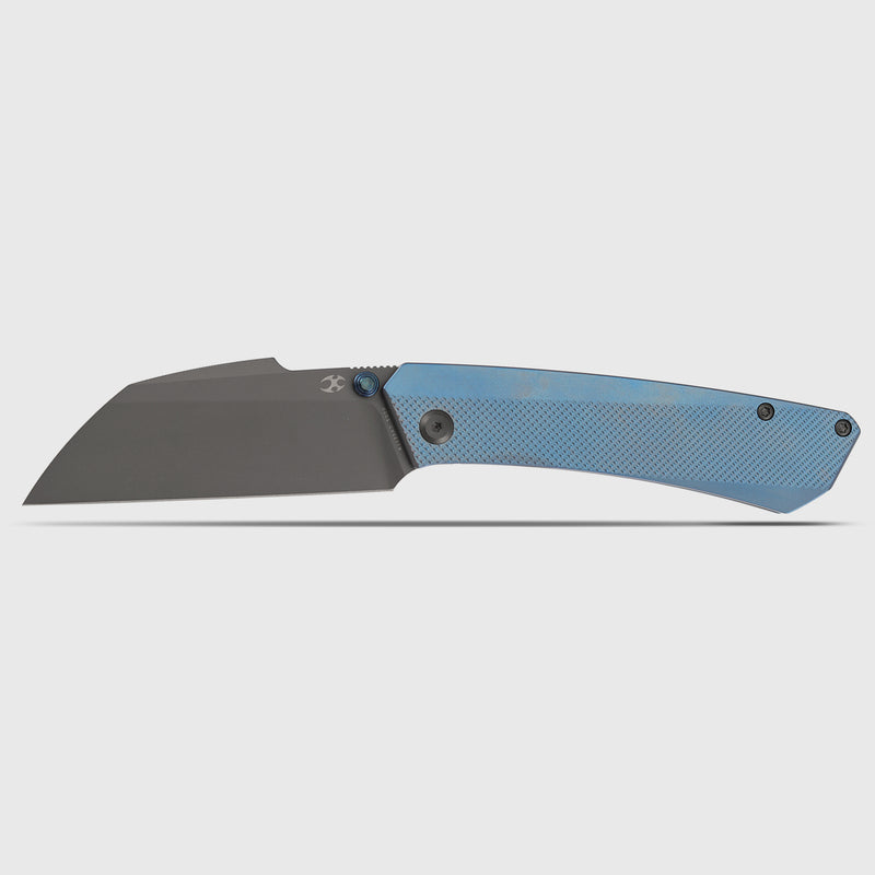 KANSEPT Contra | Thumb Stub | Blue Anodized Titanium with Diamond Pattern | 3.25" S90V Blade | Nathan Contra Design | K1139A3