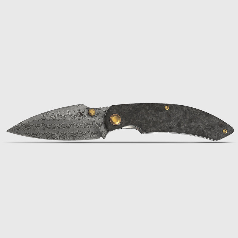 Falk | Liner Lock | Shred Carbon Fiber | 3.31" Damascus Blade | Cédric Destombes Designed | K1142A1