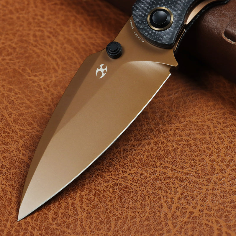 Kansept Falk | Thumb Stud | Black Micarta | 3.31" Elmax Blade | Cédric Destombes Designed | K1142A3
