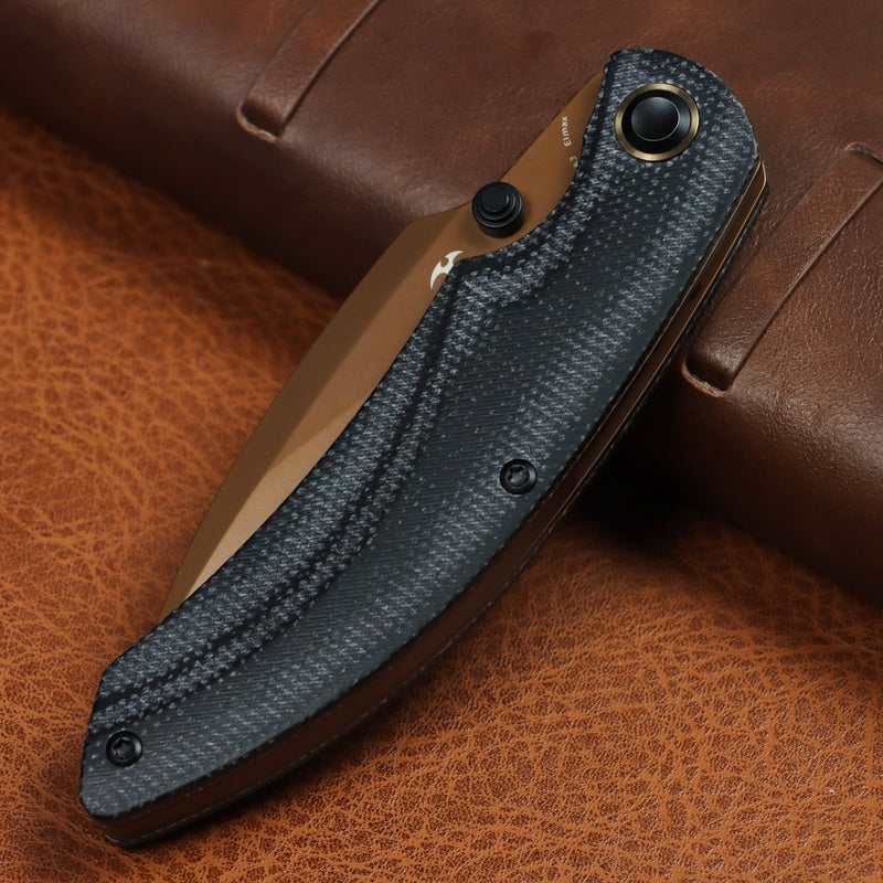 Kansept Falk | Thumb Stud | Black Micarta | 3.31" Elmax Blade | Cédric Destombes Designed | K1142A3