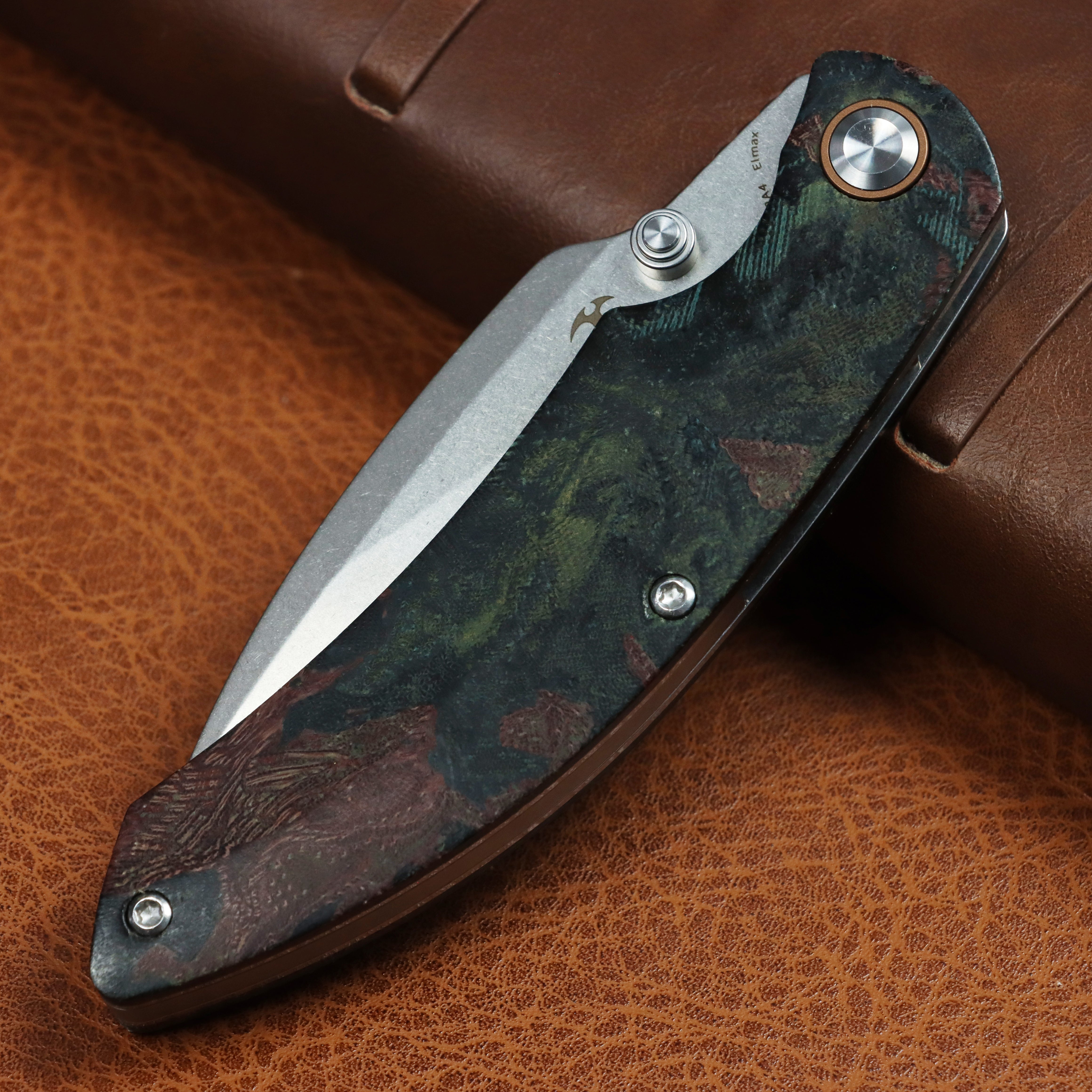 Falk | Limited Version | Liner Lock | Green Rag Burl Canvas