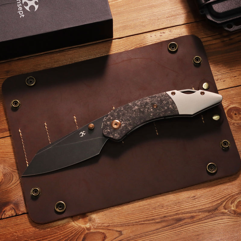 K9 | Bolster Liner Lock | Shred Carbon Fiber & Plain Titanium | 3.63" CPM S35VN | Keanison Knives Design | K1151A1