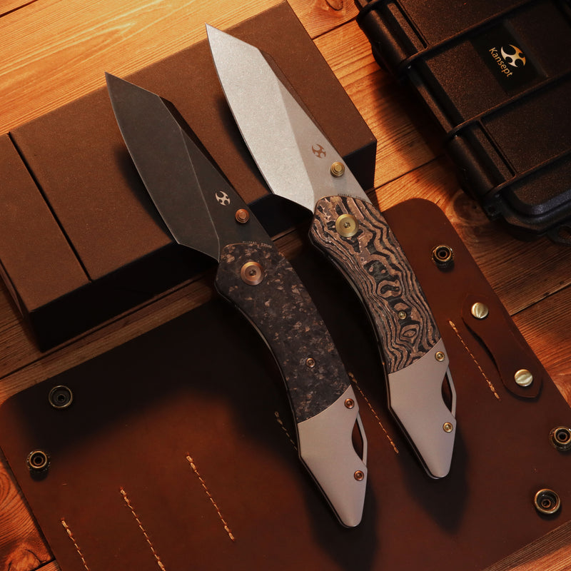 K9 | Bolster Liner Lock | Shred Carbon Fiber & Plain Titanium | 3.63" CPM S35VN | Keanison Knives Design | K1151A1