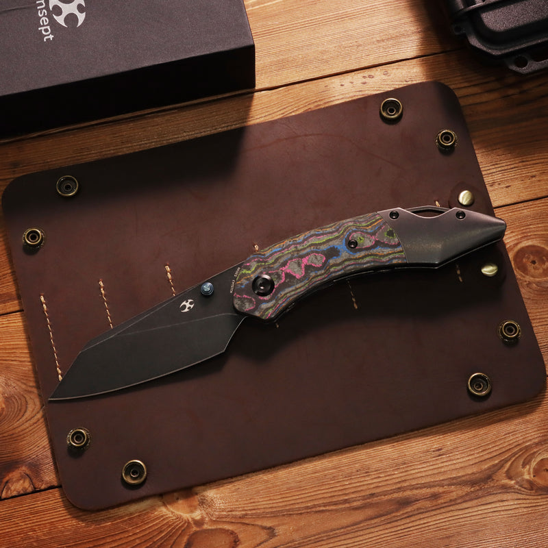 K9 | Bolster Liner Lock | 80S Camo Carbon & Balckwash Titanium | 3.63" CPM S35VN | Keanison Knives Design | K1151A3