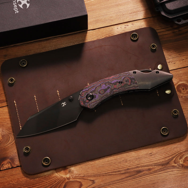 Exclusive | K9 | Bolster Liner Lock | Purple Haze Fatcarbon & Balckwash Titanium | 3.63" Black Mirror DLC CPM S35VN| Keanison Knives Design | K1151A5