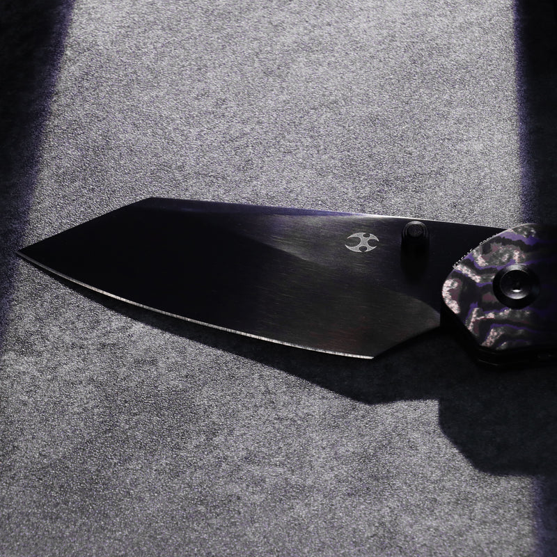 Exclusive | K9 | Bolster Liner Lock | Purple Haze Fatcarbon & Balckwash Titanium | 3.63" Black Mirror DLC CPM S35VN| Keanison Knives Design | K1151A5
