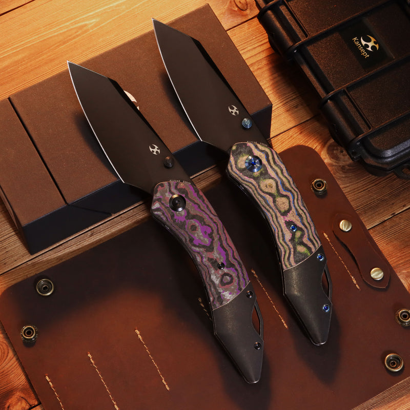 Exclusive | K9 | Bolster Liner Lock | 80S Camo Carbon & Balckwash Titanium | 3.63" Black Mirror DLC CPM S35VN | Keanison Knives Design | K1151A6