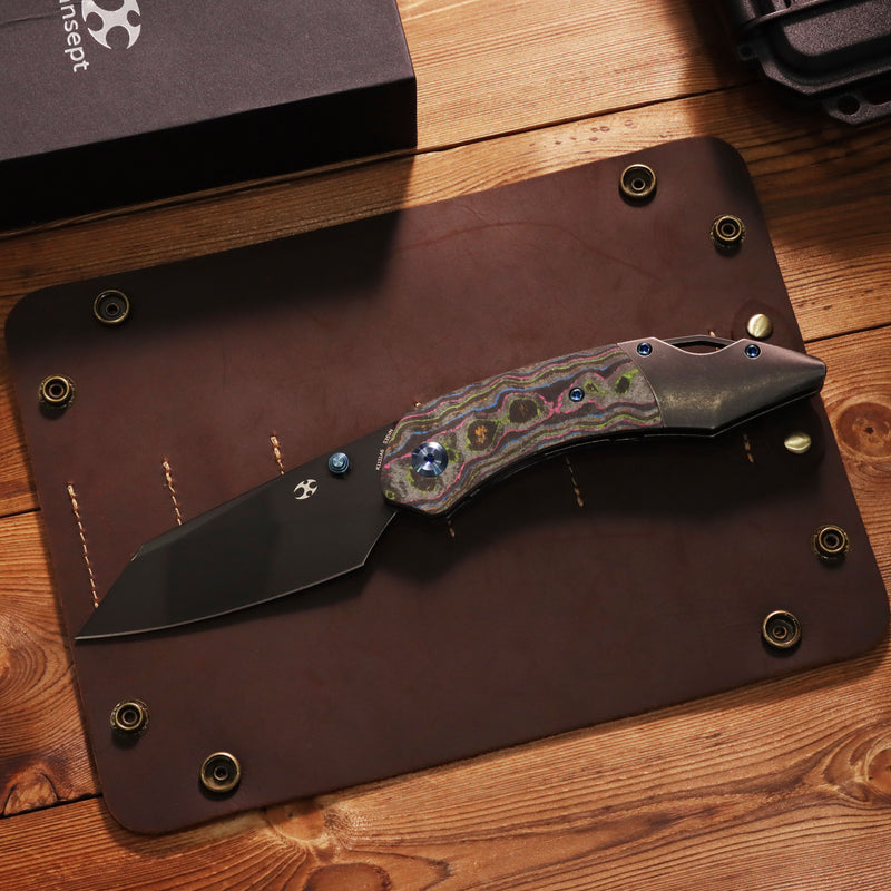 Exclusive | K9 | Bolster Liner Lock | 80S Camo Carbon & Balckwash Titanium | 3.63" Black Mirror DLC CPM S35VN | Keanison Knives Design | K1151A6