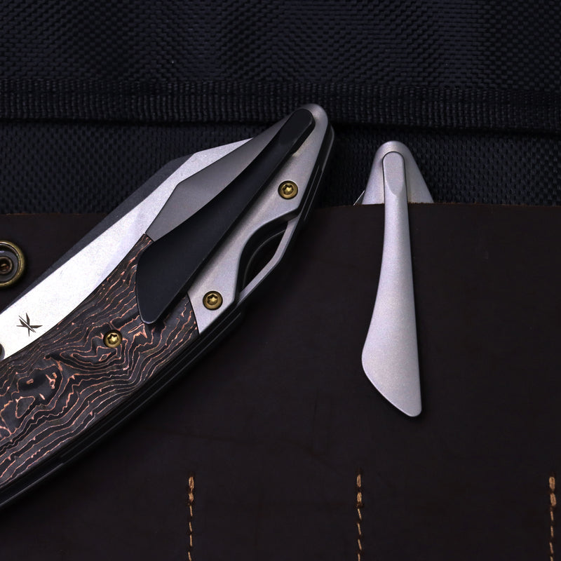 K9 | Bolster Liner Lock | Copper Carbon Fiber & Plain Titanium | 3.63" CPM S35VN | Keanison Knives Design | K1151A2