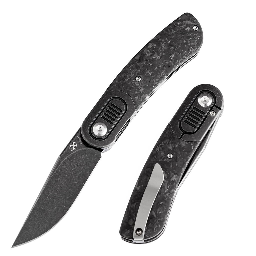 Reverie Front Flipper Knife Thred Carbon Fiber+ Titanium Bolster Handle Justin Lundquist Design K2025A2