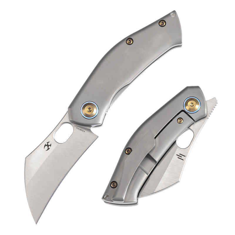 KANSEPT Osprey Thumb Hole Knife Plain Titanium Handle (2.2'' CPM-S35VN Blade) Johnathan Shaw Design - K2087A1