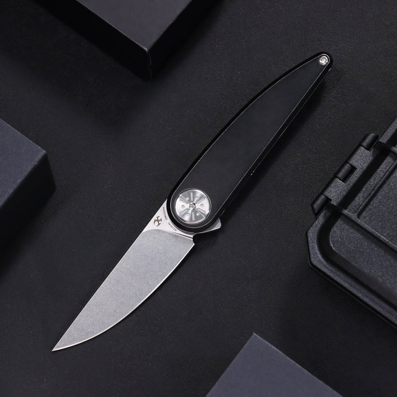 Symétrix | Frame Lock | Blackwash Titanium | 2.85" CPM S35VN | Alain André Design | K2141A1