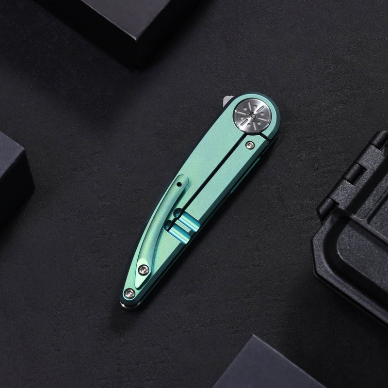 Symétrix | Frame Lock | Green Anodized Titanium | 2.85" CPM S35VN | Alain André Design | K2141A2