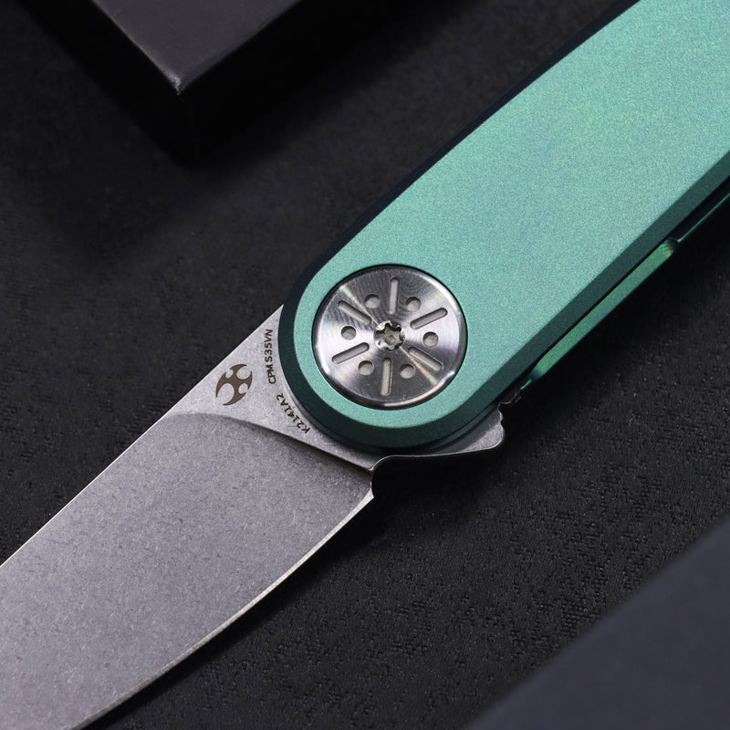 Symétrix | Frame Lock | Green Anodized Titanium | 2.85" CPM S35VN | Alain André Design | K2141A2