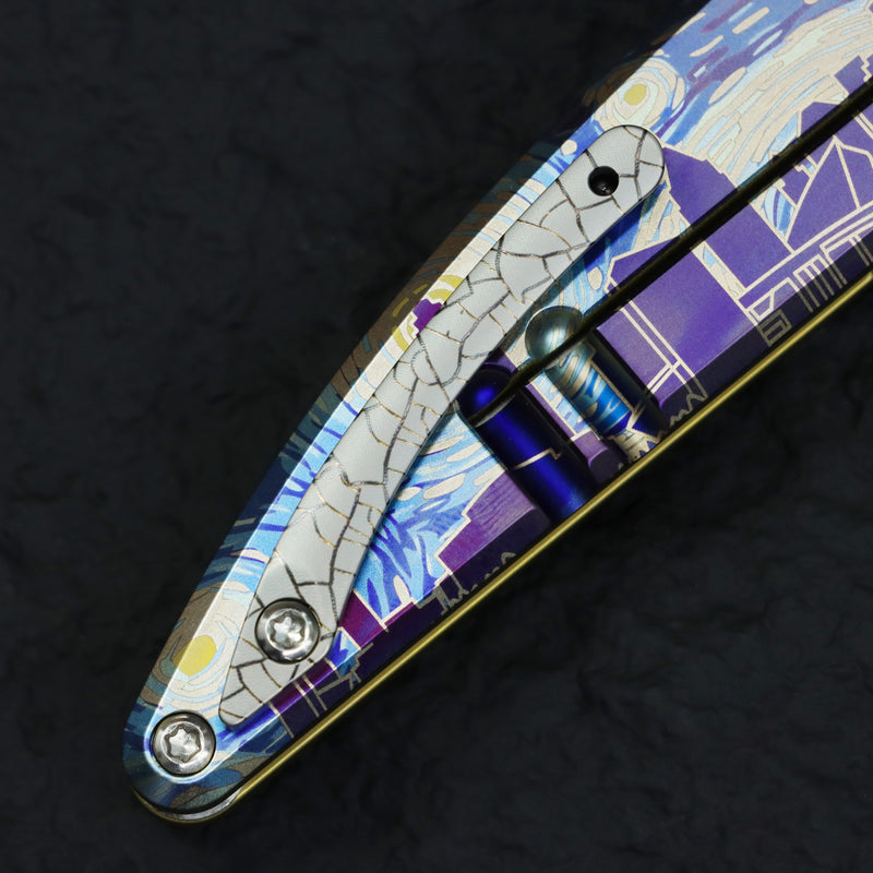 [Preorder Ship by June 15th] Kansept 2026 Blade Show Atlanta Exclusive Symétrix | Limited to 100 pcs | Titanium with Anodized Art with Custom "Starry Night Over Atlanta" Motif |2.8'' Satin S35VN Blade | Alain André Design | K2141BS1