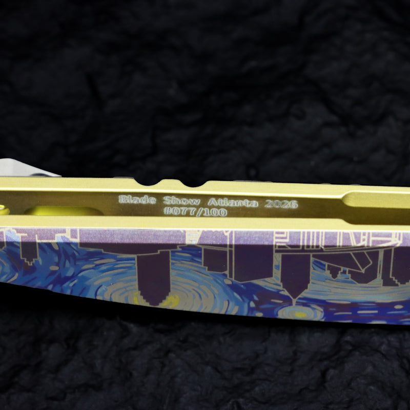[Preorder Ship by June 15th] Kansept 2026 Blade Show Atlanta Exclusive Symétrix | Limited to 100 pcs | Titanium with Anodized Art with Custom "Starry Night Over Atlanta" Motif |2.8'' Satin S35VN Blade | Alain André Design | K2141BS1