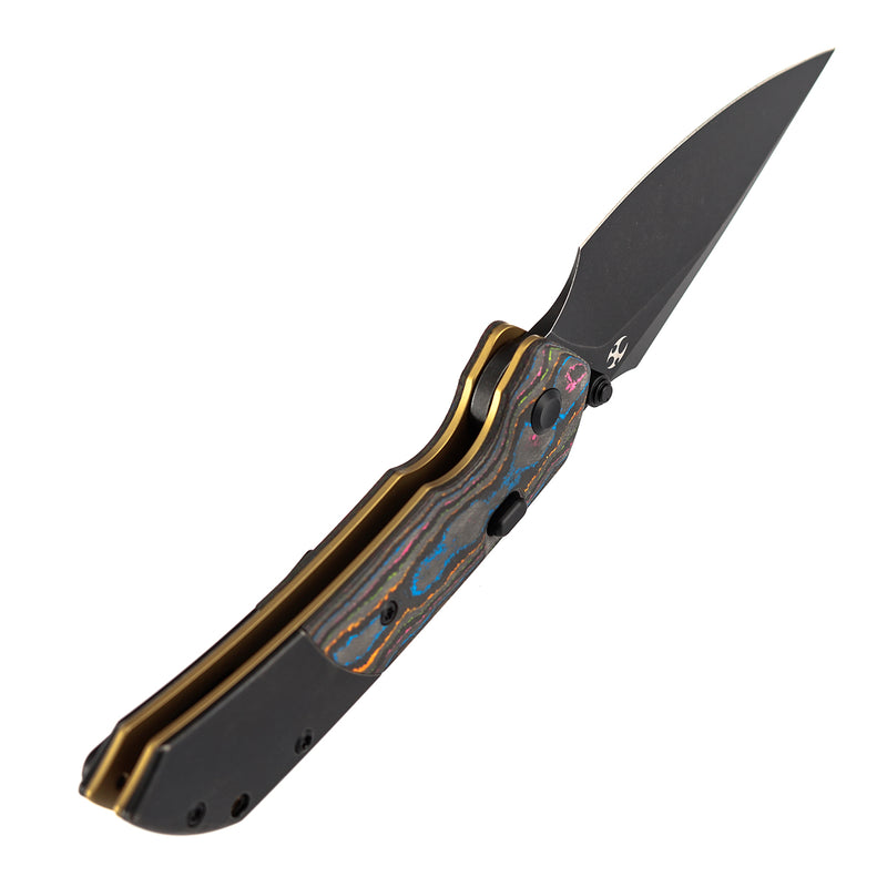 Side profile of KANSEPT Fenrir K1034H1 highlighting upgraded Top Liner Lock structure, ergonomic slim build and smooth fidget action