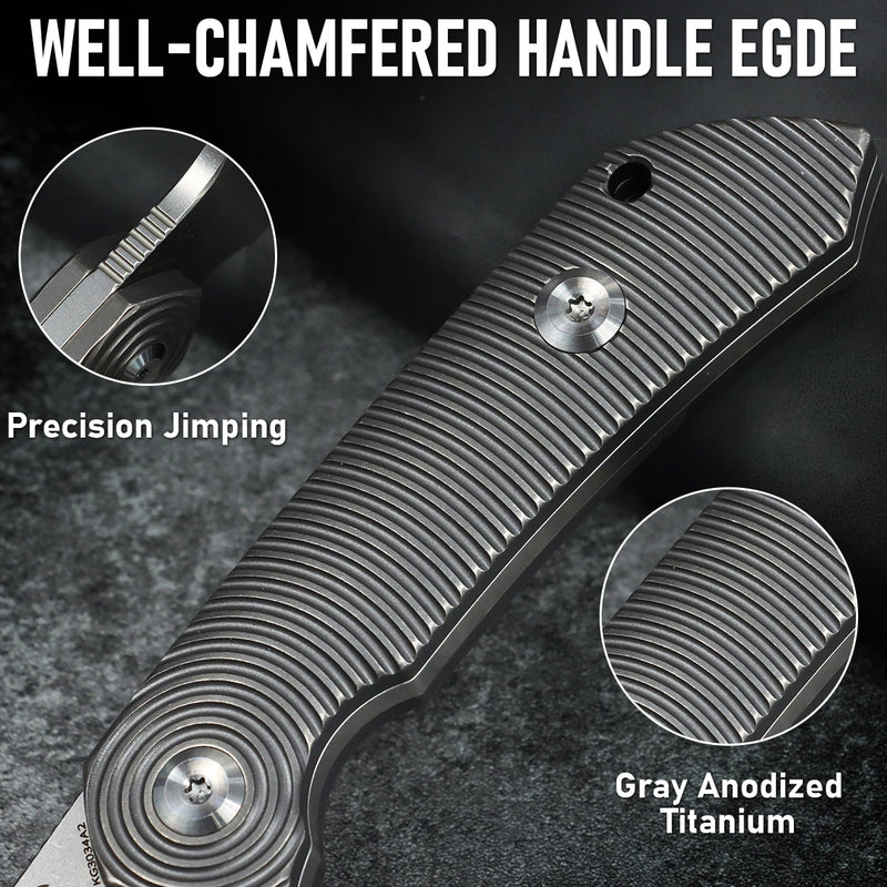Kansept Fenrir | Fixed Blade | Gray Anodized Titanium Handle |2.87" CPM S35VN Blade | Sparrow Knife Design | KG3034A2