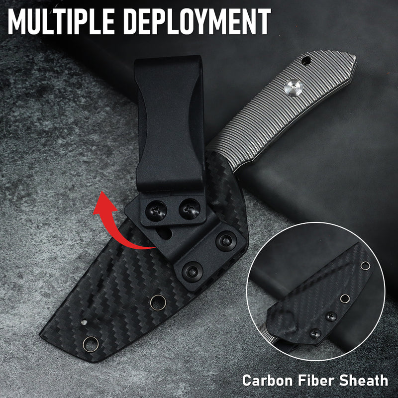 Kansept Fenrir | Fixed Blade | Gray Anodized Titanium Handle |2.87" CPM S35VN Blade | Sparrow Knife Design | KG3034A2