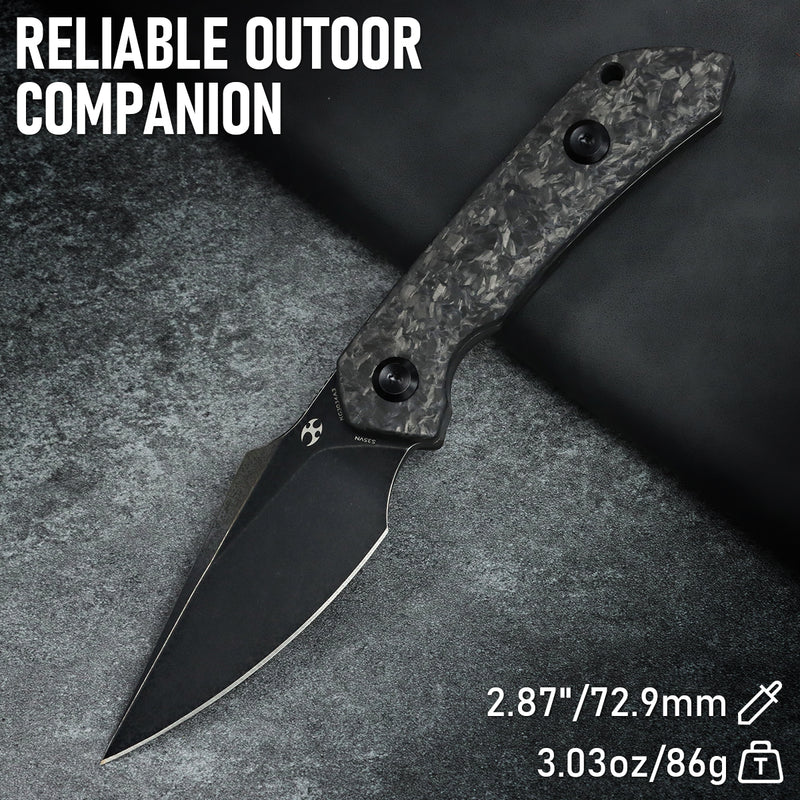 Kansept Fenrir | Exclusive | Fixed Blade | Shred Carbon Fiber Handle |2.87" CPM S35VN Blade | Sparrow Knife Design | KG3034A3