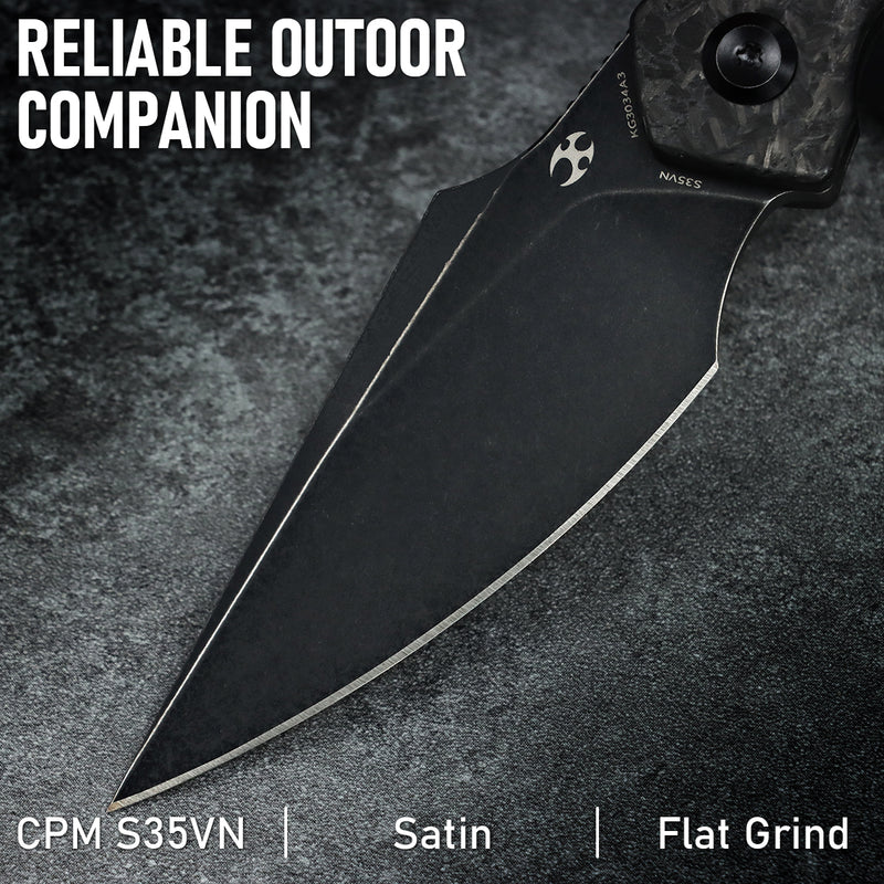 Kansept Fenrir | Exclusive | Fixed Blade | Shred Carbon Fiber Handle |2.87" CPM S35VN Blade | Sparrow Knife Design | KG3034A3