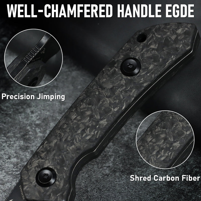 Kansept Fenrir | Exclusive | Fixed Blade | Shred Carbon Fiber Handle |2.87" CPM S35VN Blade | Sparrow Knife Design | KG3034A3