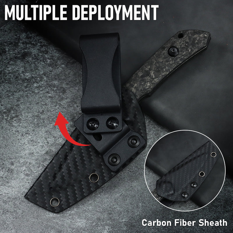 Kansept Fenrir | Exclusive | Fixed Blade | Shred Carbon Fiber Handle |2.87" CPM S35VN Blade | Sparrow Knife Design | KG3034A3