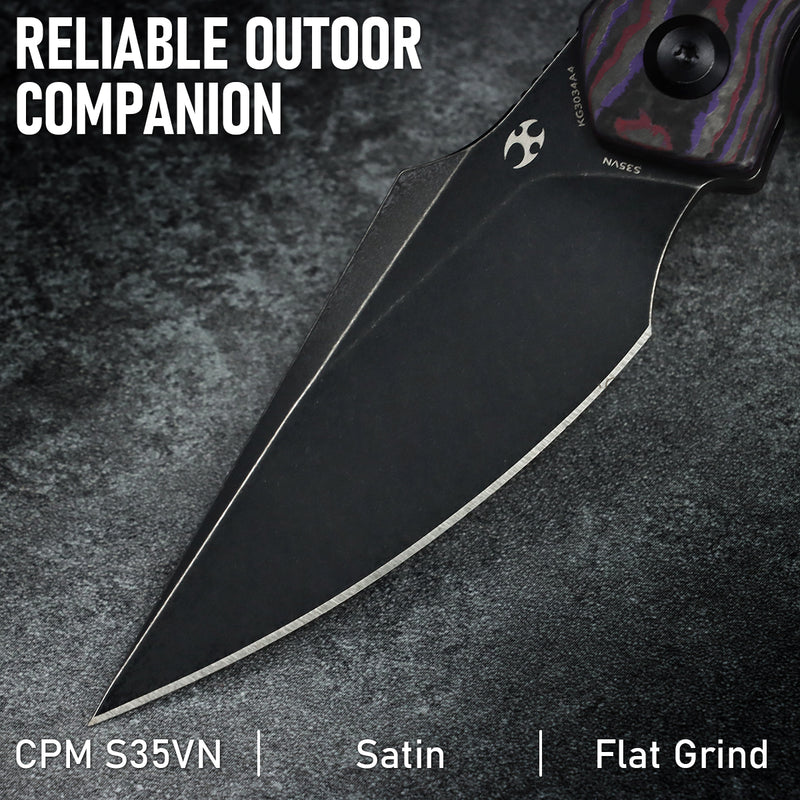 Kansept Fenrir | Exclusive | Fixed Blade | Purple Haze Fatcarbon Handle |2.87" CPM S35VN Blade | Sparrow Knife Design | KG3034A4