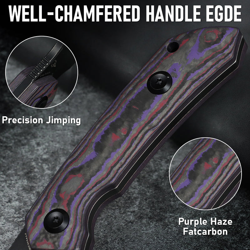 Kansept Fenrir | Exclusive | Fixed Blade | Purple Haze Fatcarbon Handle |2.87" CPM S35VN Blade | Sparrow Knife Design | KG3034A4