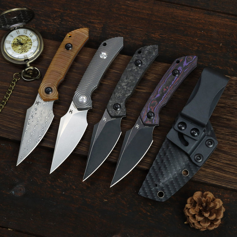 Kansept Fenrir | Fixed Blade | PEI Handle |2.87" Damascus Blade | Sparrow Knife Design | KG3034A1
