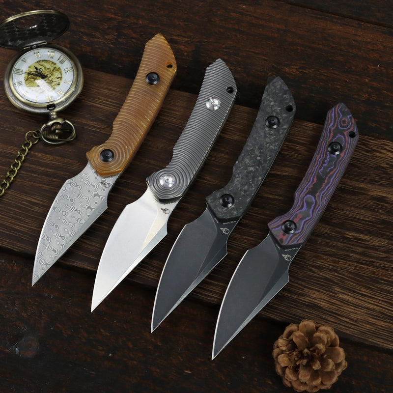 Kansept Fenrir | Fixed Blade | PEI Handle |2.87" Damascus Blade | Sparrow Knife Design | KG3034A1