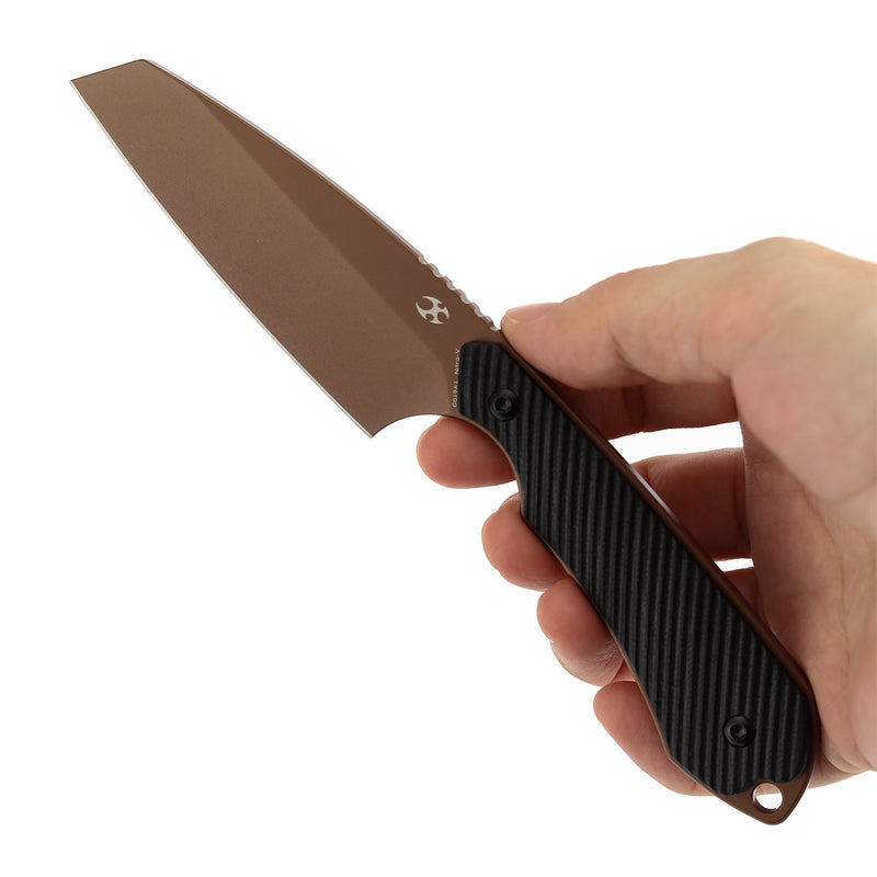 Kansept Valk | Fixed Blade | Black G10 |3"Rose Gold Nitro V Blade | Sparrow Knife Design | G019A1