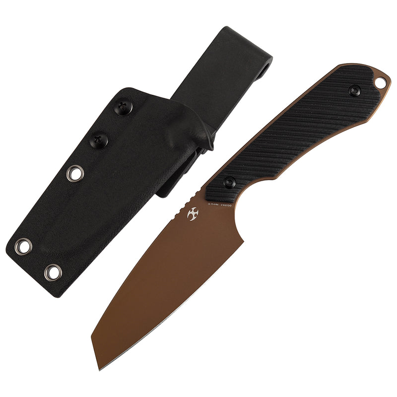 Kansept Valk | Fixed Blade | Black G10 |3"Rose Gold Nitro V Blade | Sparrow Knife Design | G019A1