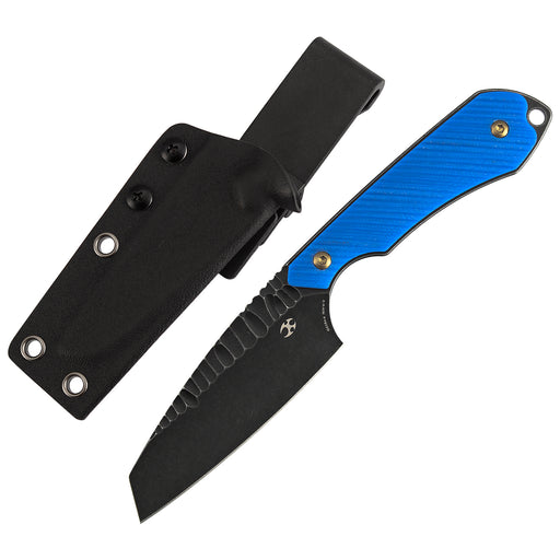 Kansept Valk Fixed Blade Rock Pattern Nito V blade with CNC Blue G10 and Black adjustable sheath