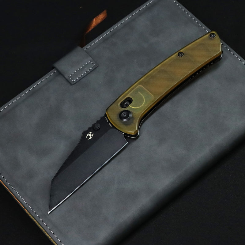 KANSEPT Main Street Thumb Studs/ Crossbar Lock Knife Light Brown Acryl — Kanseptknives