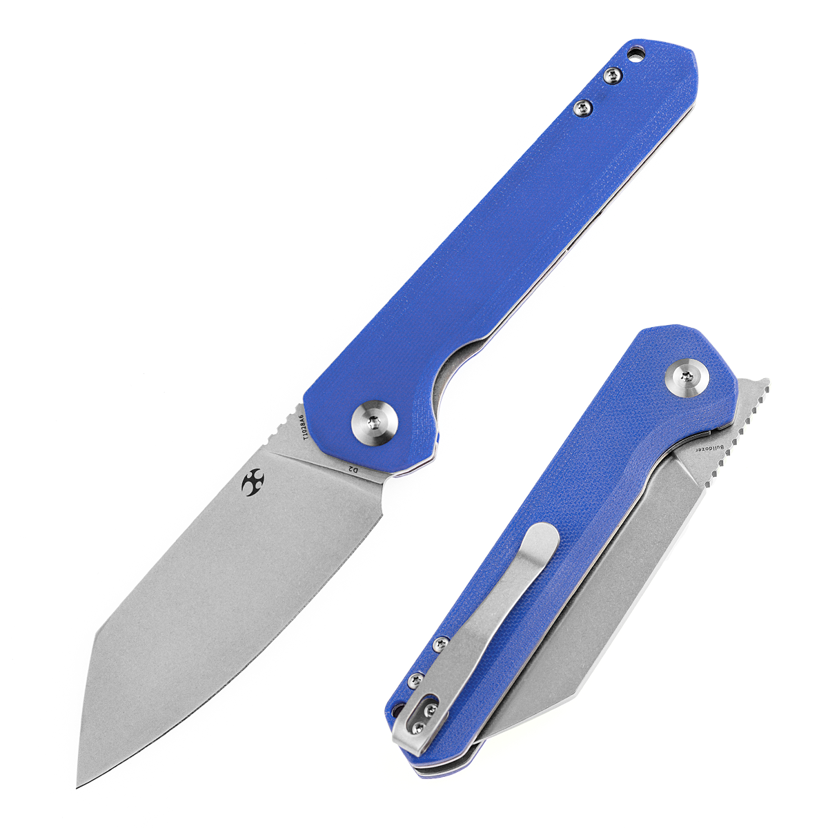 KANSEPT Bulldozer Front Flipper Blue G10 Handle (3.56